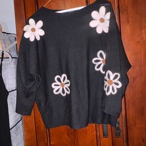 Chic Black Floral Sweater